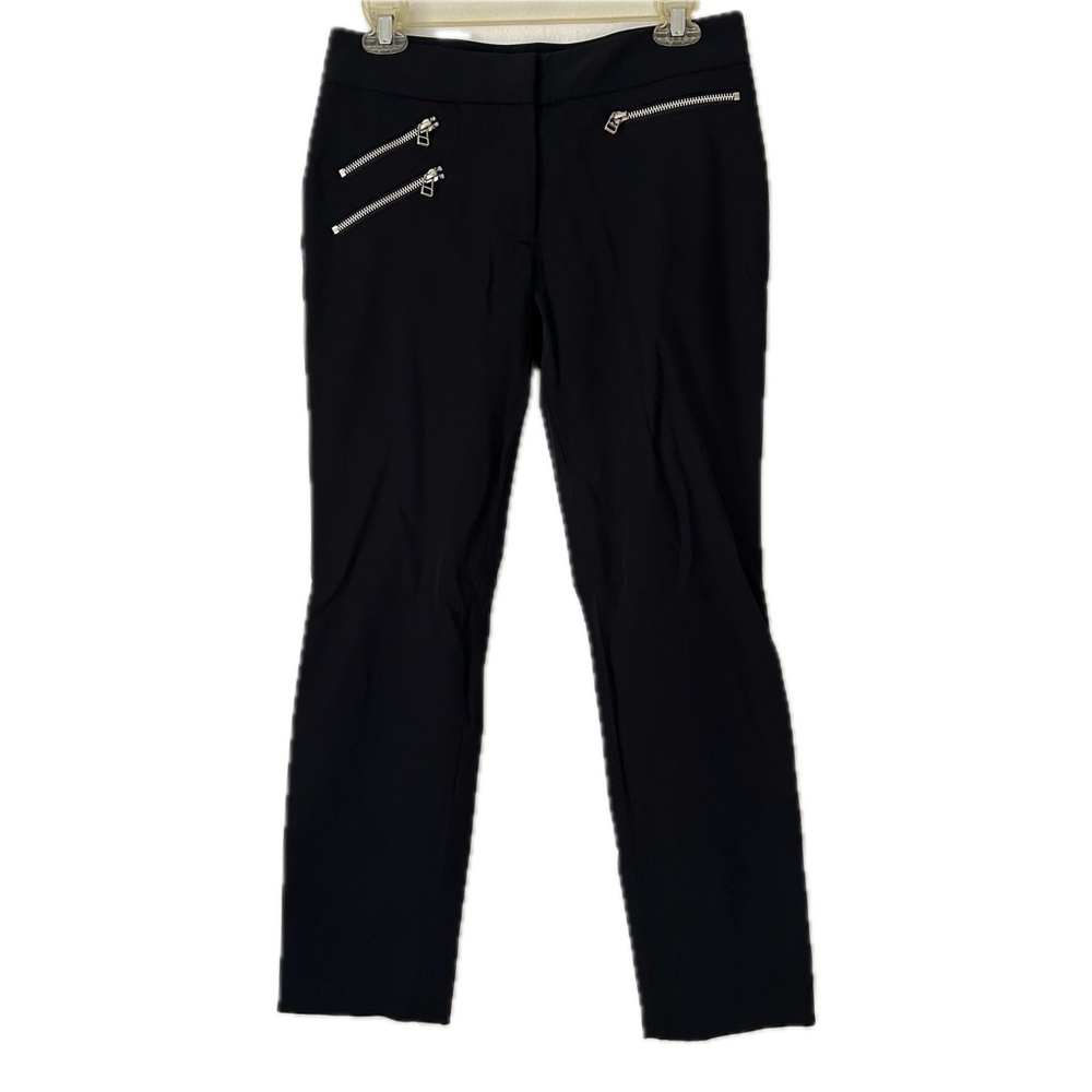 Veronica Beard black zipper detail slim trousers size 6 classic minimalist